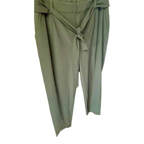 TORRID NEW Plus Size Olive Green Tie Front Paper-bag Tapered Pant. - Picture 8 of 16